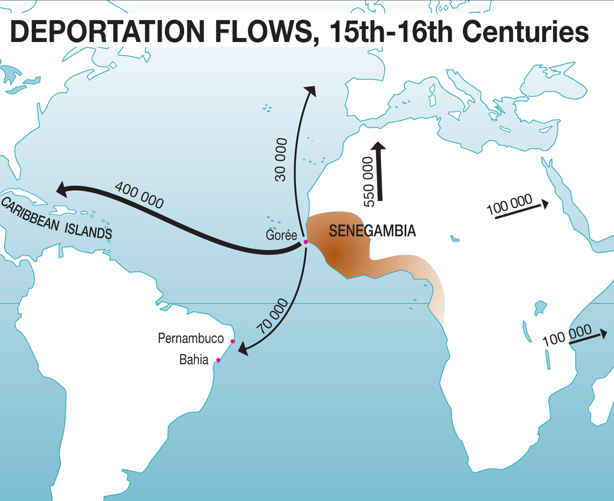 World Map: Slave Trade 1400-1600