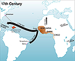 1600-1700 World Map Slave Trade