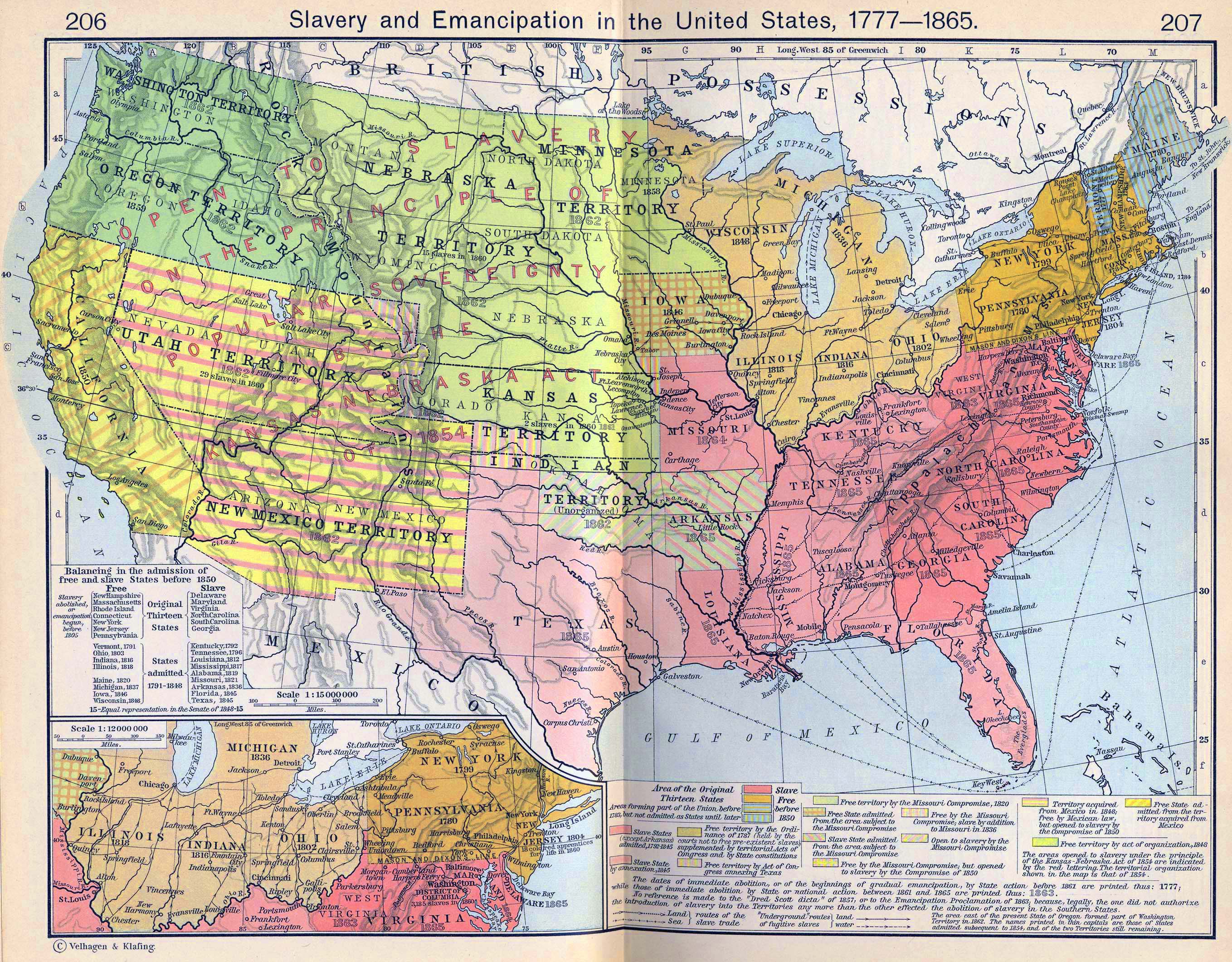 Map of the United States 1777-1865: Slavery and Emancipation