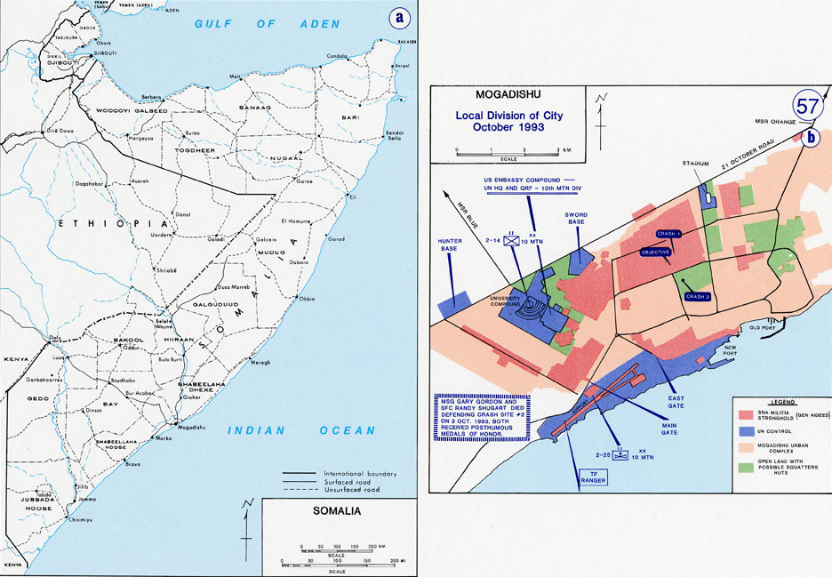 History Map of Somalia, Mogadishu, October 1993.