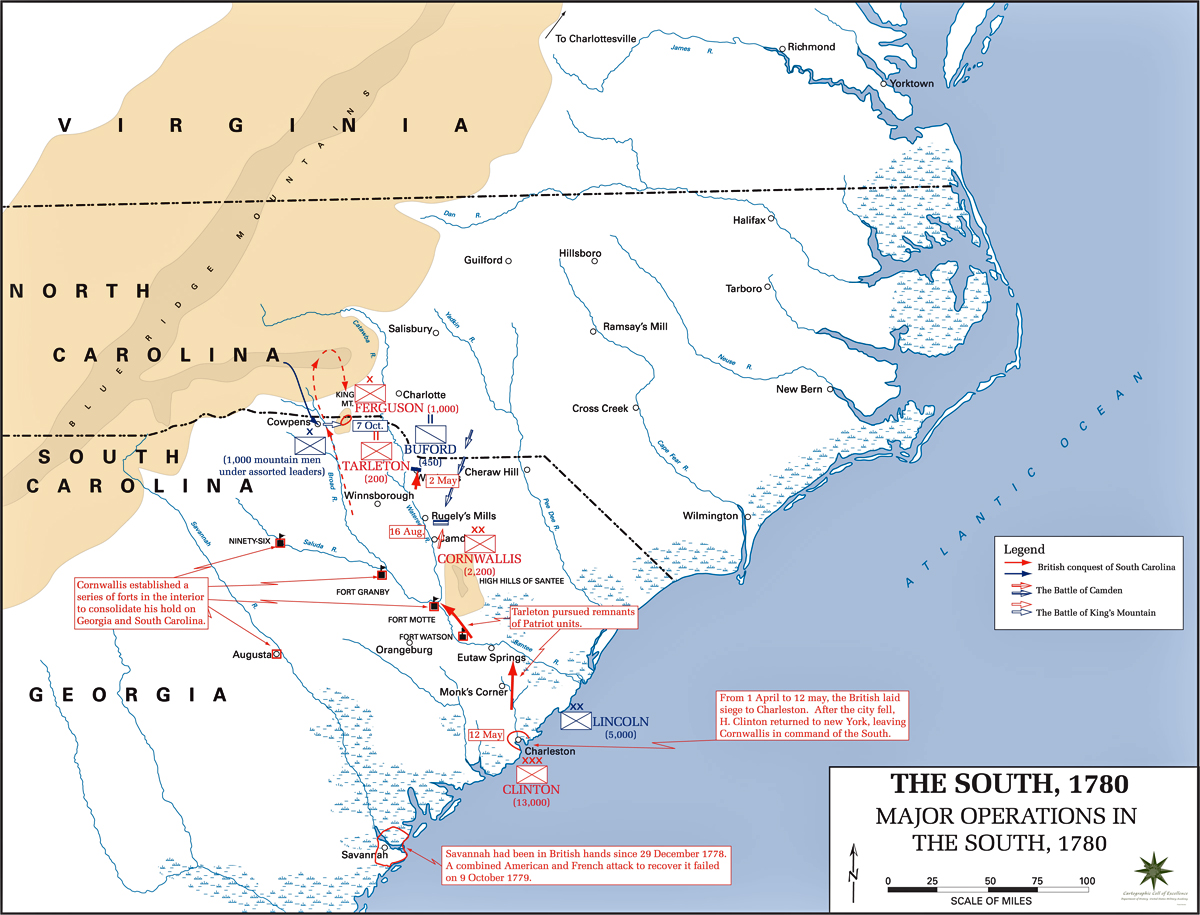 Map of the American Revolution: Operations in the South 1780