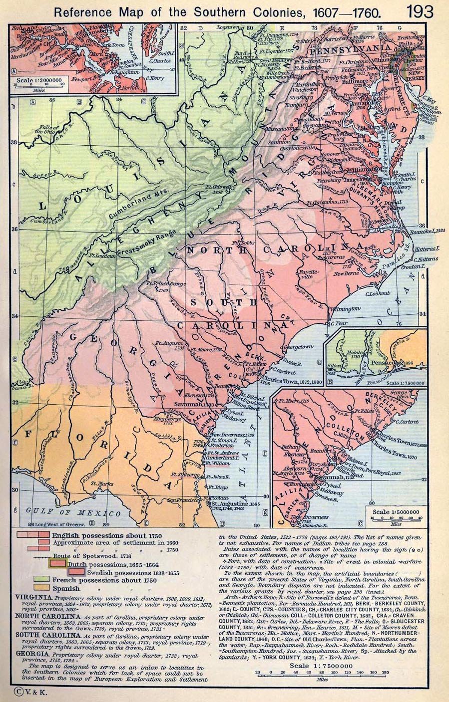 Map Of The Southern Colonies 1607 1760