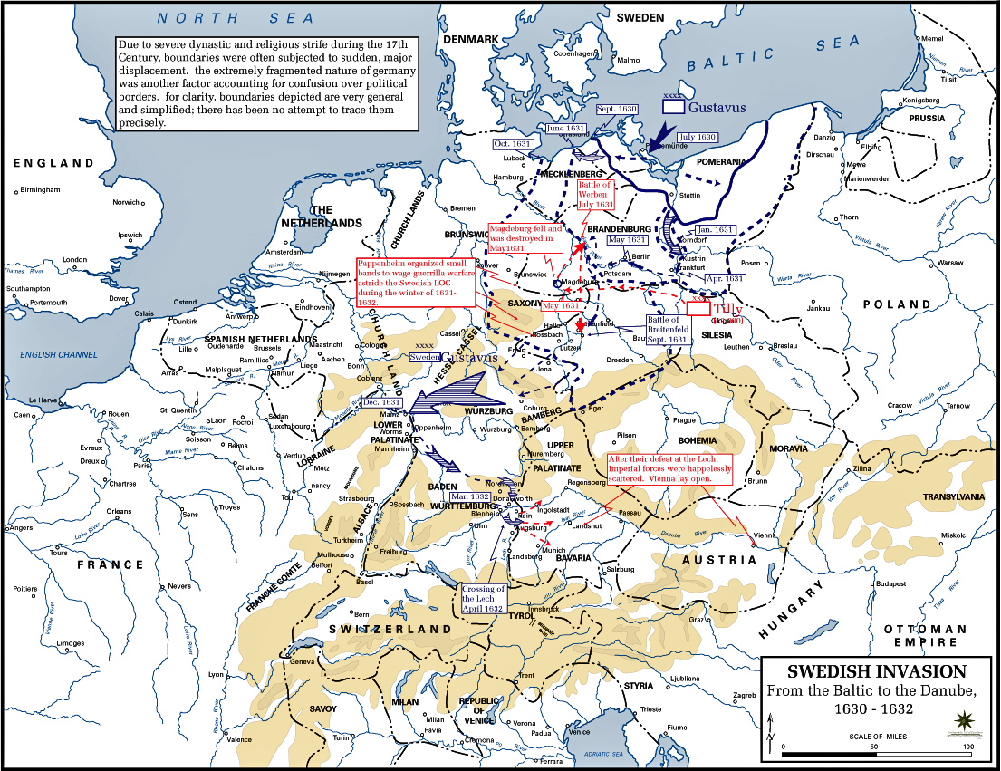 Map of the Thirty Years War: Swedish Invasion 1630