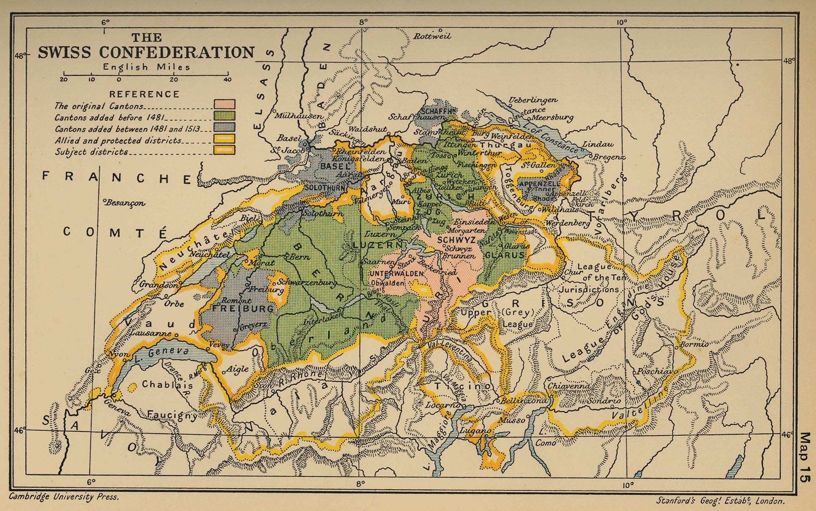 Map of the Swiss Confederation in 1513
