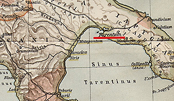 Map Location Ancient Tarentum, Southeastern Italy