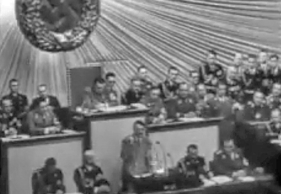 HITLER SPEAKS BEFORE THE REICHSTAG IN BERLIN - JANUARY 1939