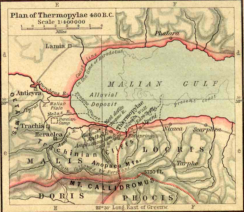 Map of Thermopylae 480 BC