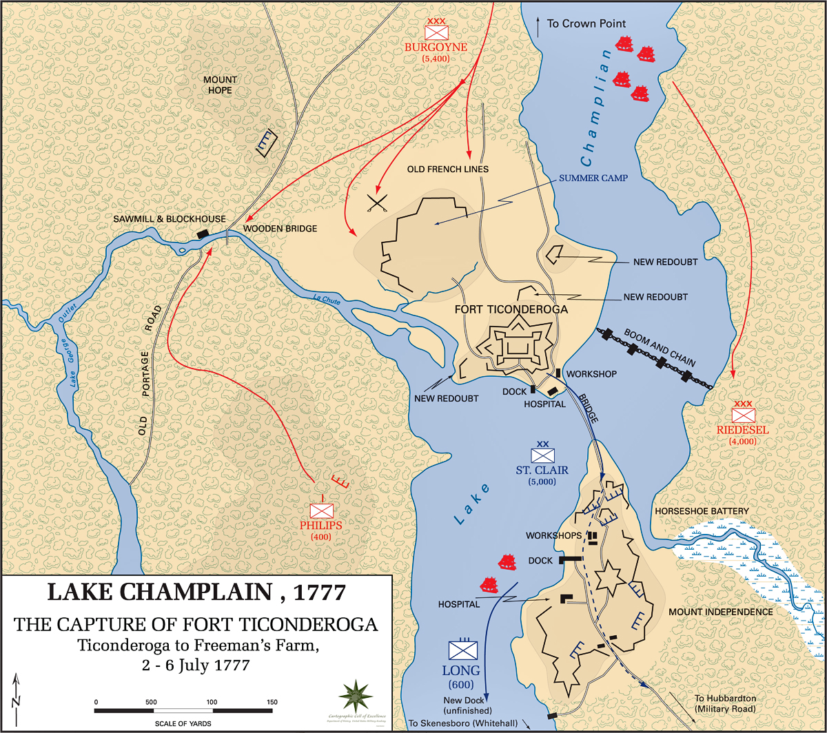 Map of the Battle of Ticonderoga - July 6, 1777