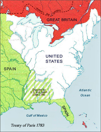 Map of North America After the 1783 Treaty of Paris