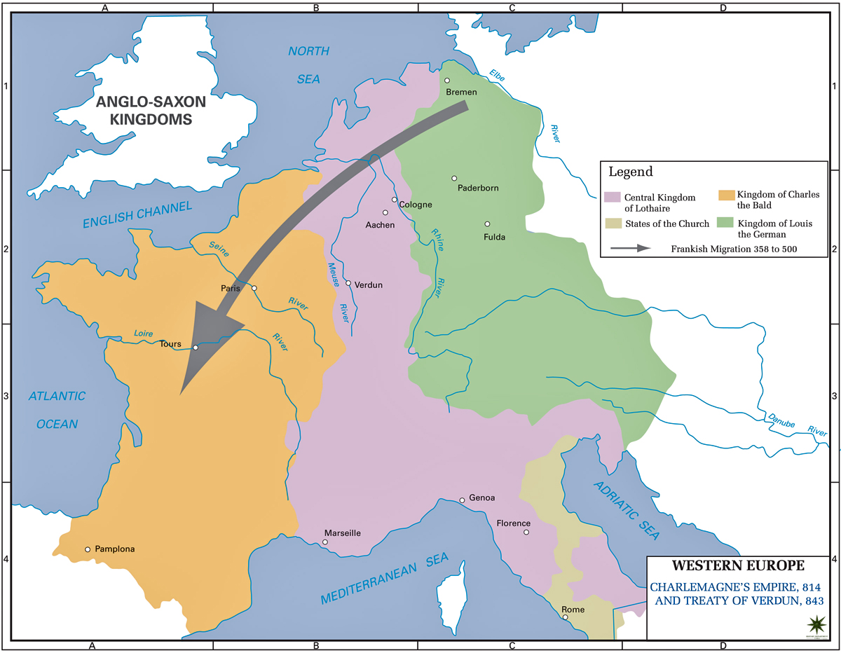 Map of the Treaty of Verdun 843