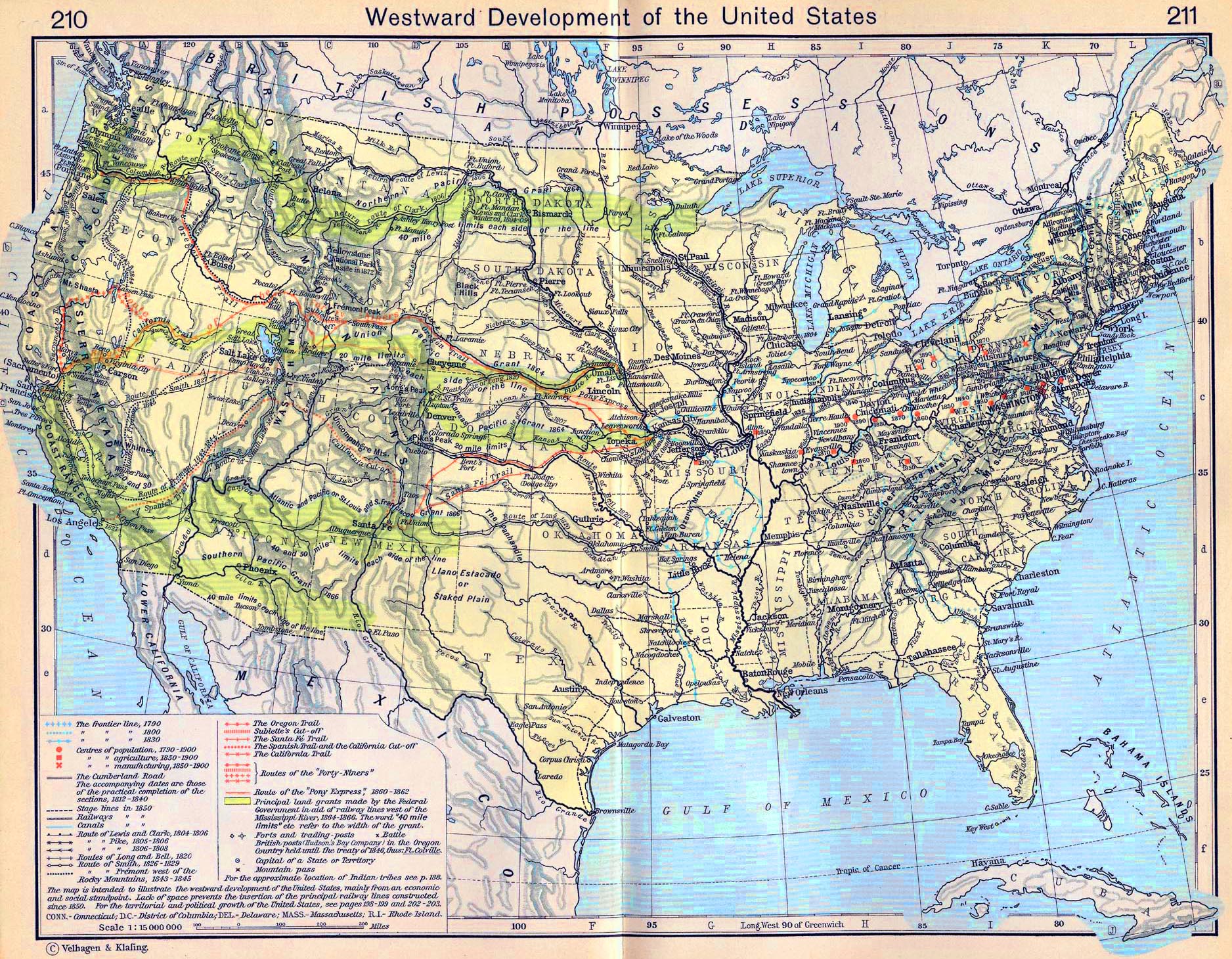 Map of the Westward Development of the United States, 1790-1900
