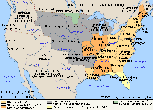 Map of the Expansion of the United States 1812-1822