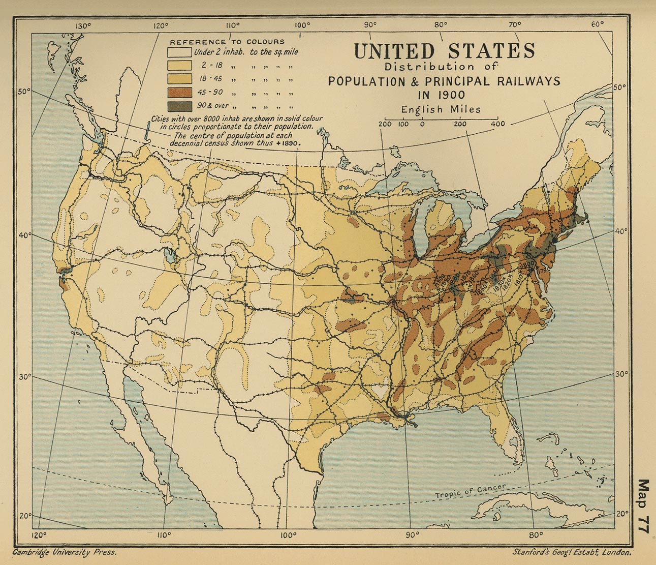 Map of the United States Population 1900