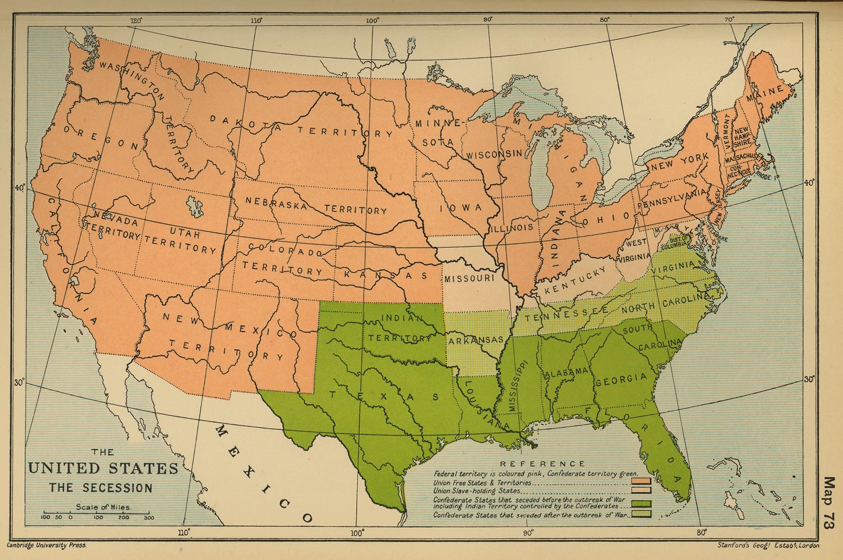 Map of the United States: The Secession 1860