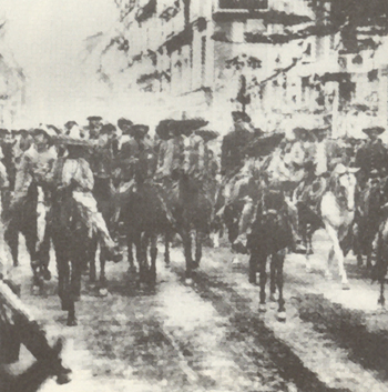 Emiliano Zapata and Pancho Villa are leading their troops into Mexico City