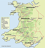 Map of Wales, Roman Britain, AD 47