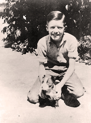 Wee Jimmy Carter and Dog Bozo, 1937