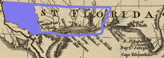 Map of West Florida: Within Blue Border the Territory Referred to in This Proclamation
