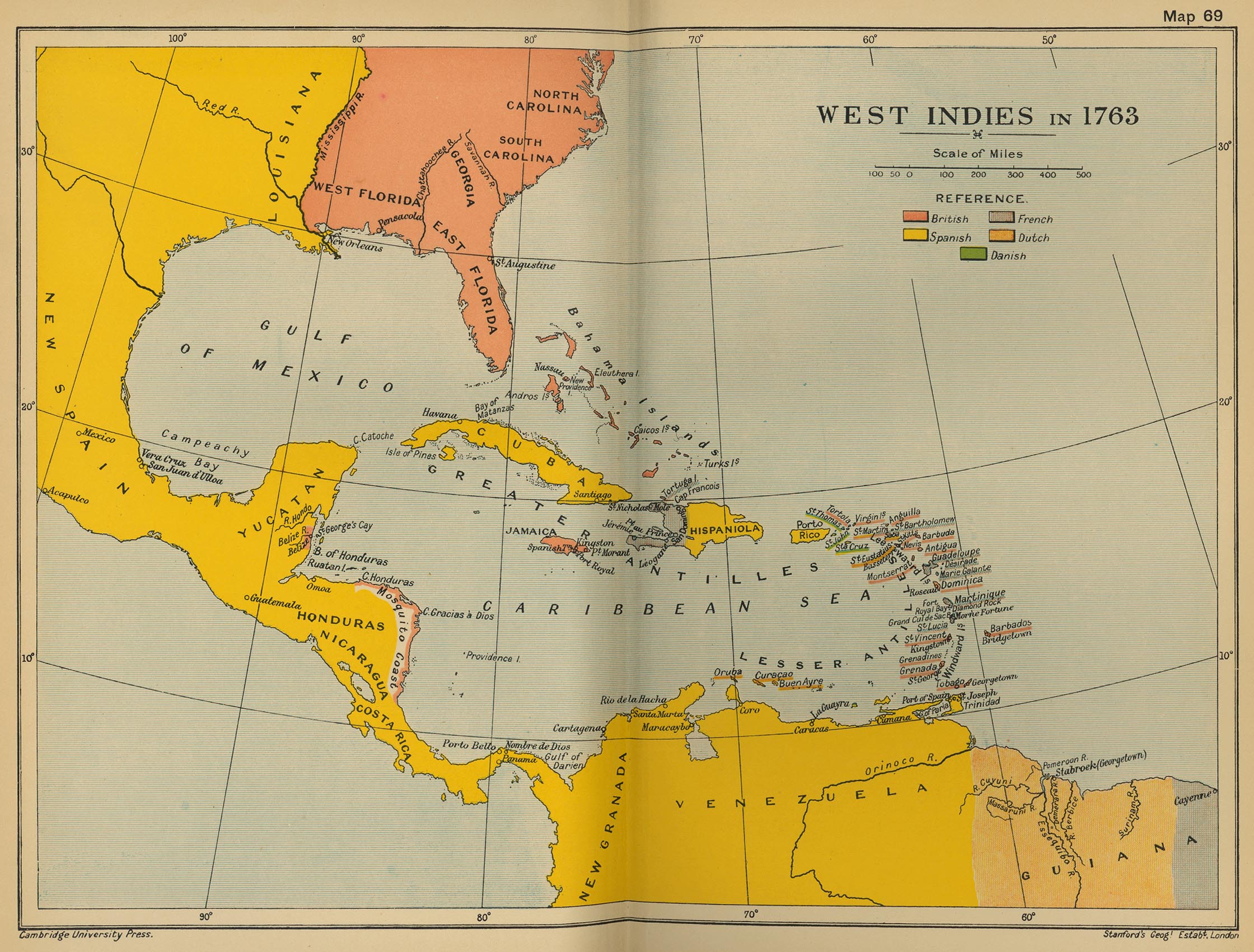 Map of the West Indies in 1763