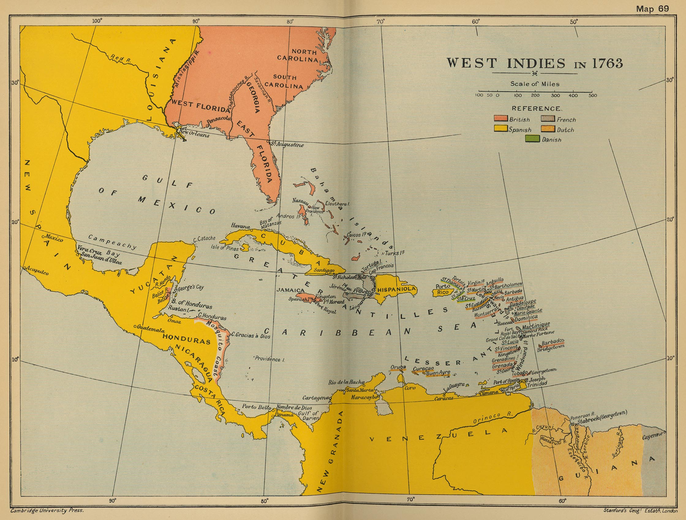 Map Of The West Indies 1763