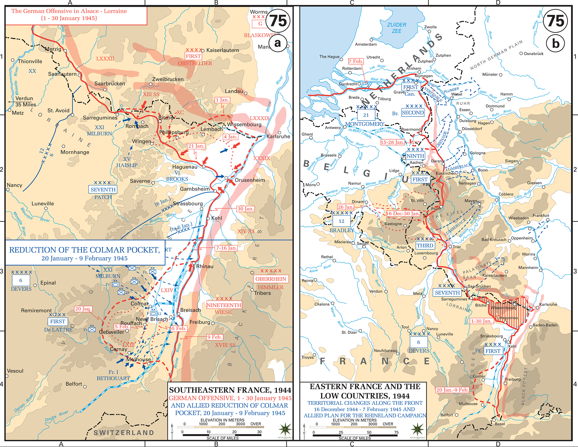 Map of World War II: Western Front December 16, 1944 - February 9, 1945