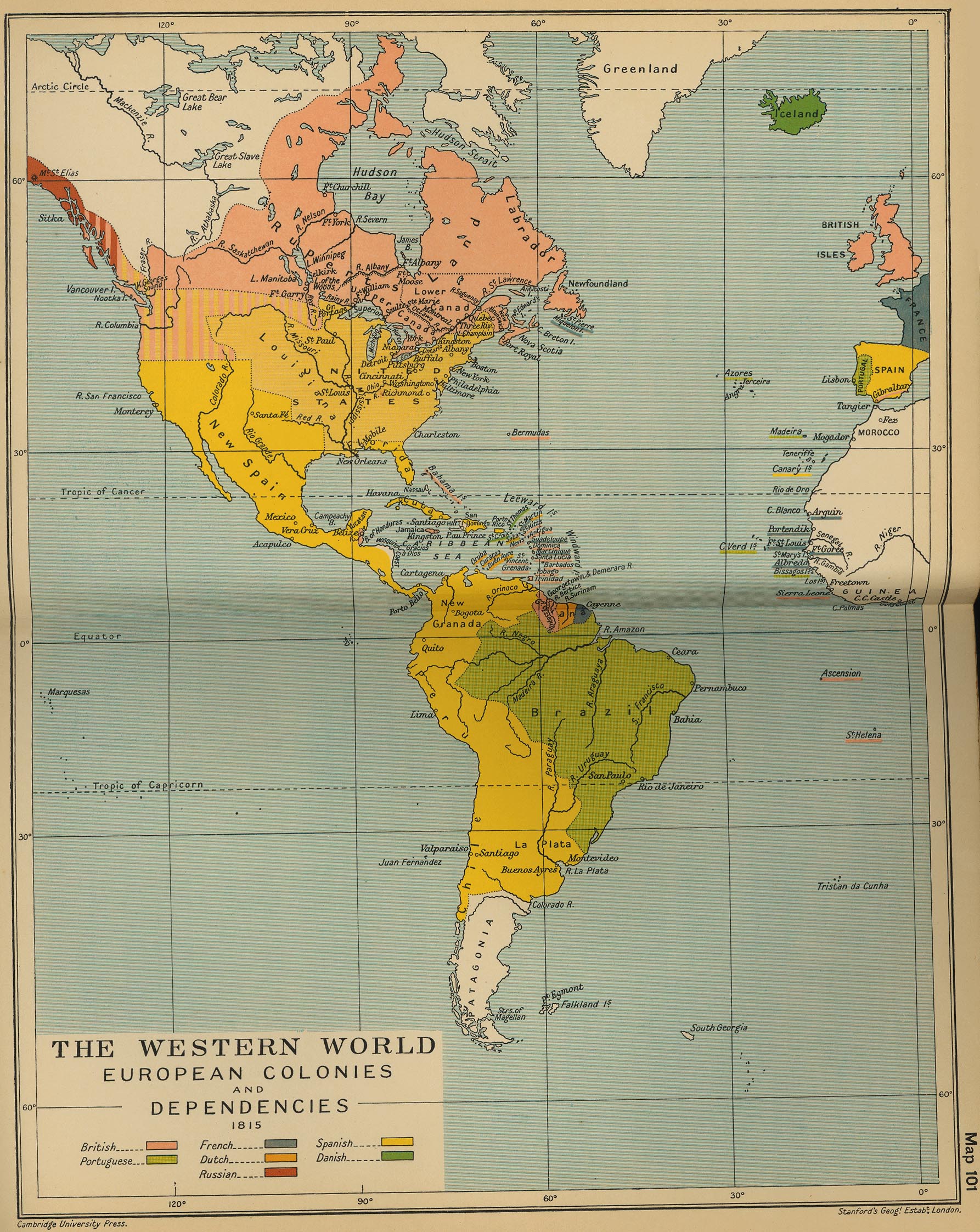 Map of the Western World 1815