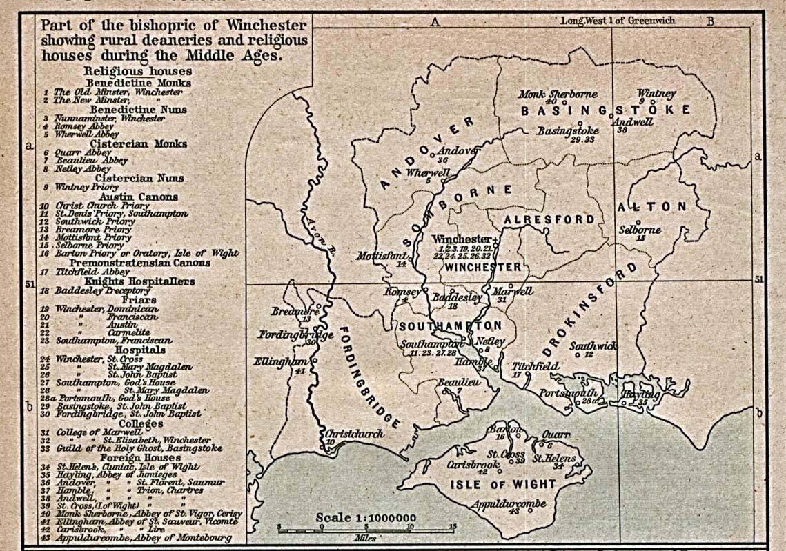 Map of Winchester during the Middle Ages