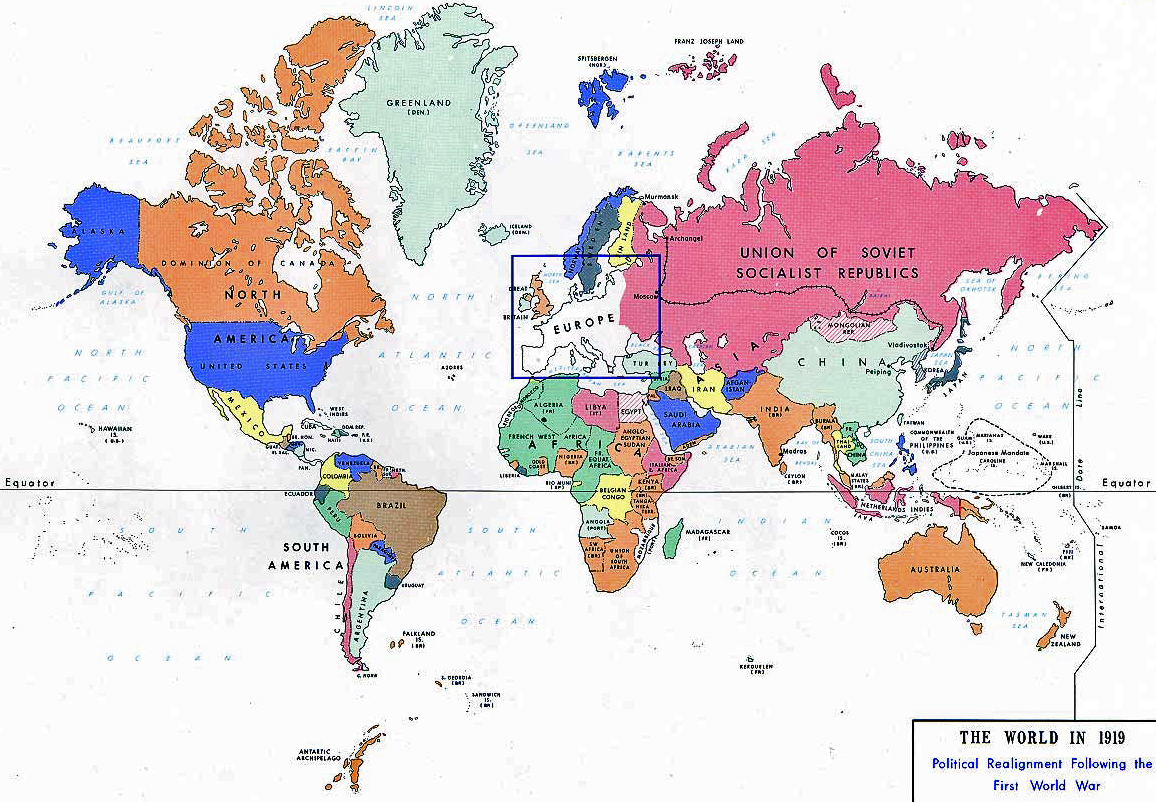 map of the world after ww1