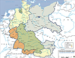 Map of Central Europe 1945: Allied Occupation Zones