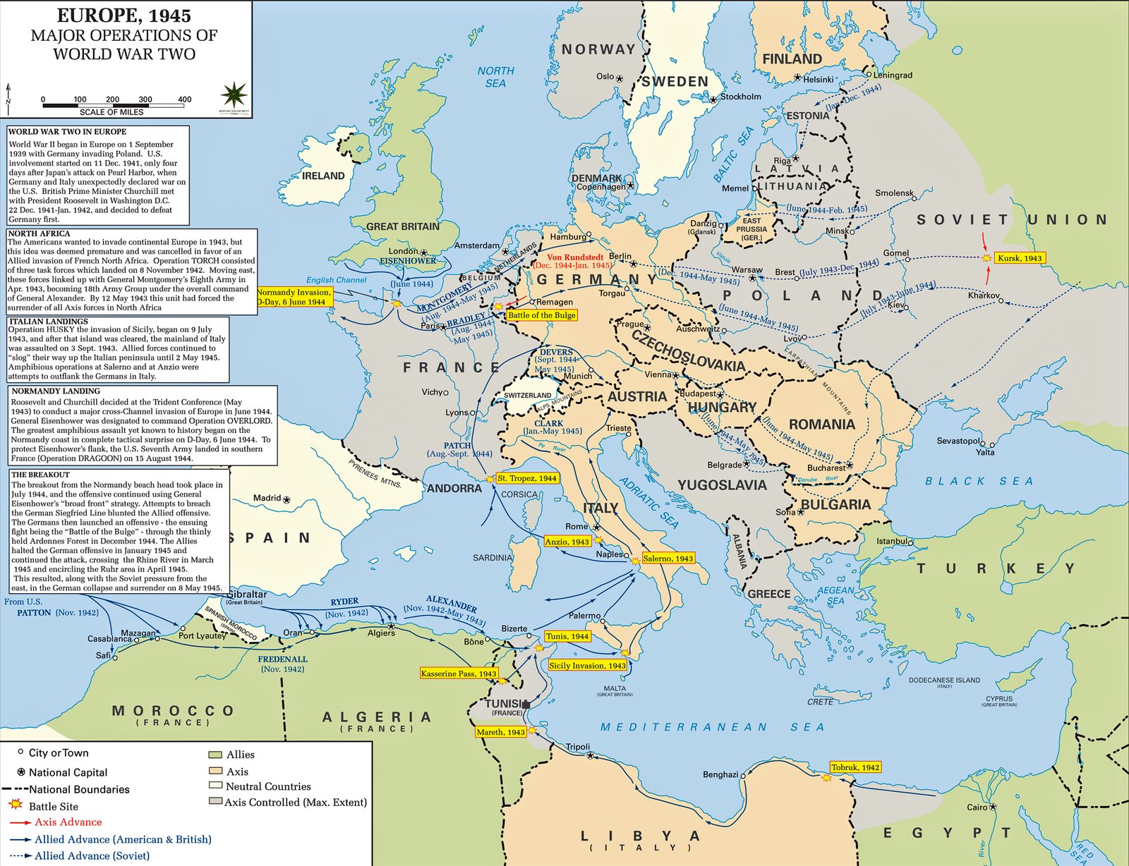 Map Of WWII Major Operations In Europe